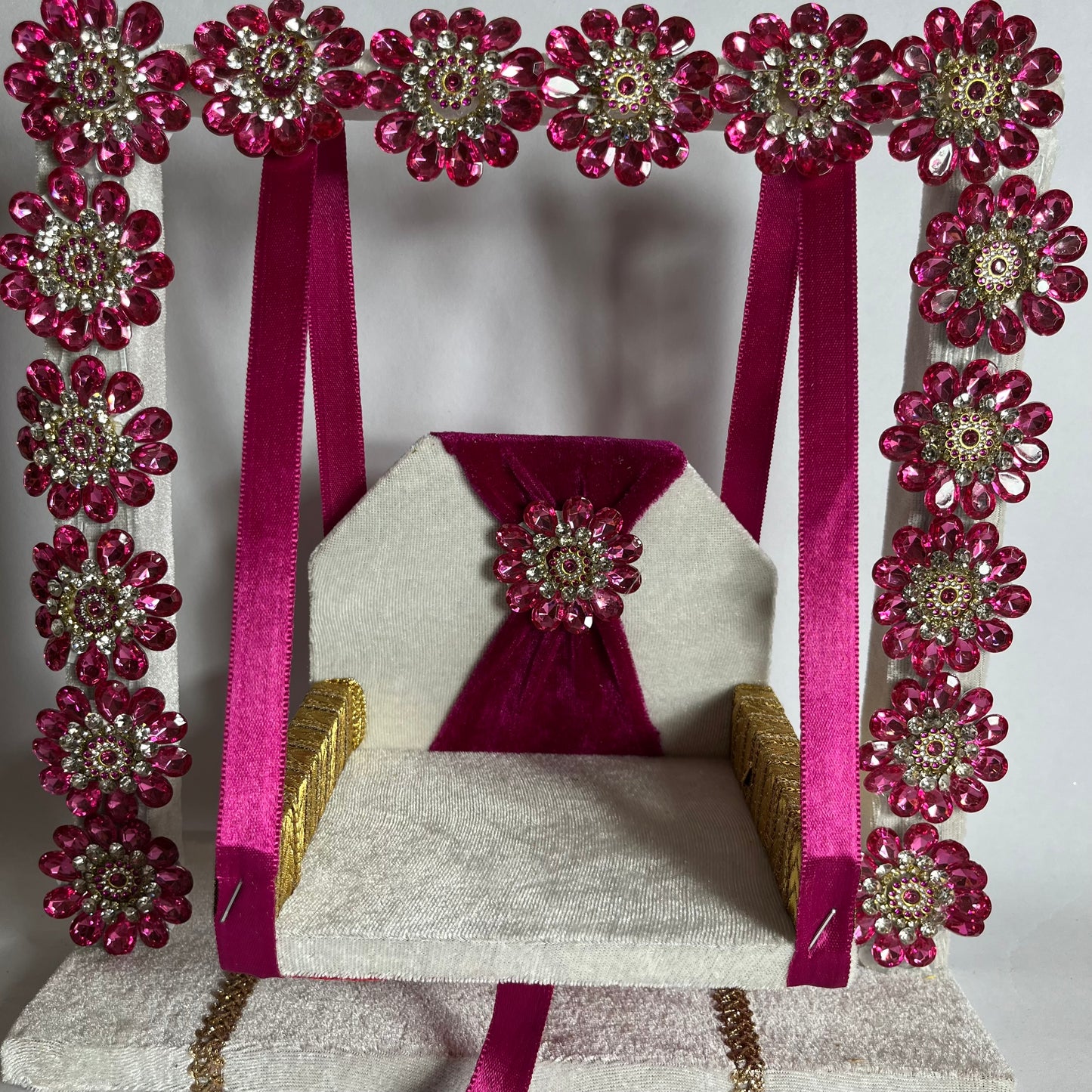 Thakur Ji Pink Decorative Stones Jhula