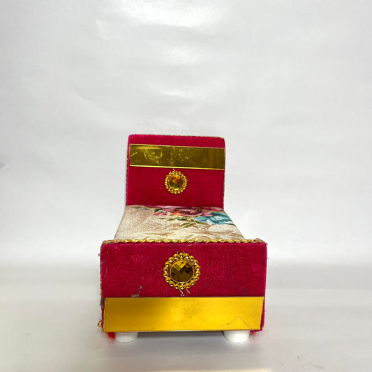 Floral Red Thakur Ji Bed