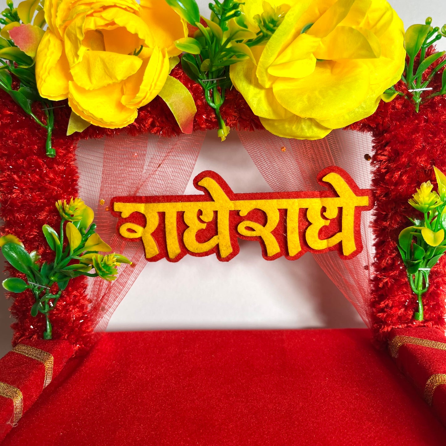 Thakur Ji Red Net Singhasan