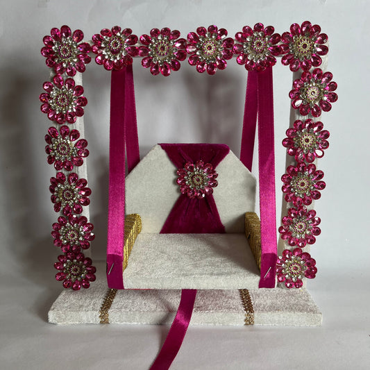 Thakur Ji Pink Decorative Stones Jhula