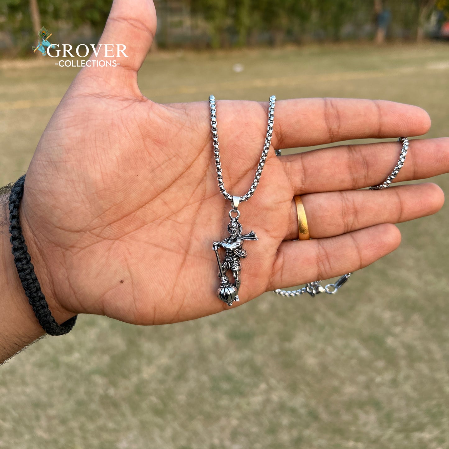 DIVINE SILVER HANUMAN JI PENDANT WITH GADA