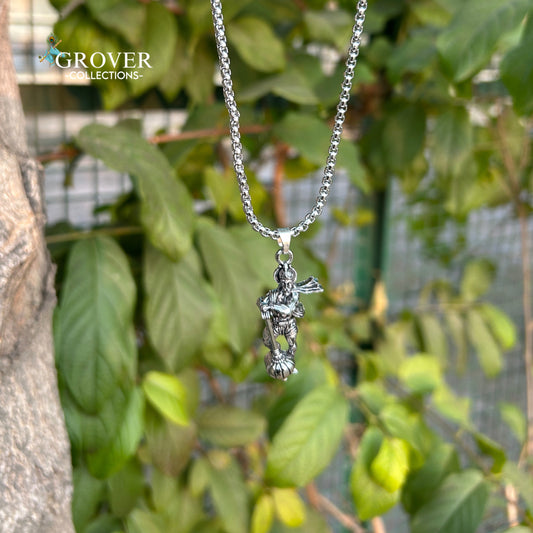 DIVINE SILVER HANUMAN JI PENDANT WITH GADA