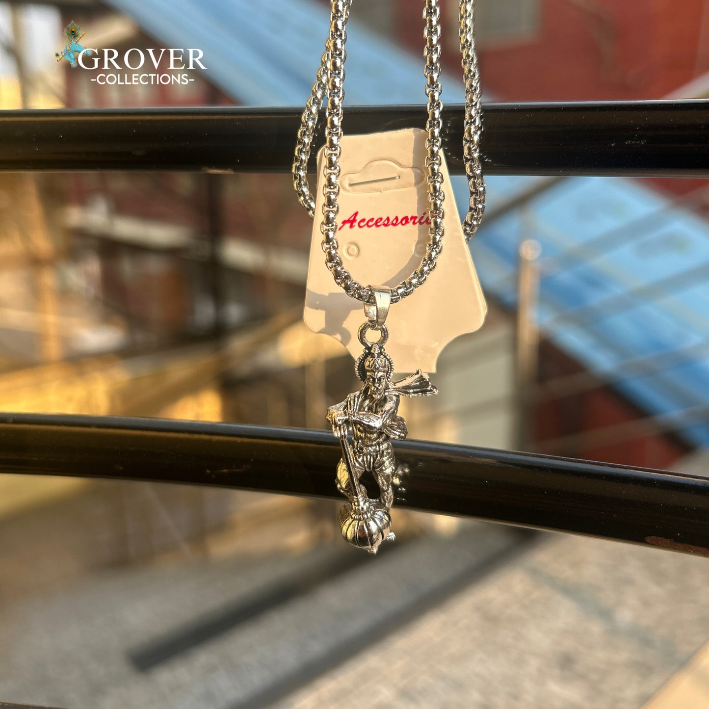 DIVINE SILVER HANUMAN JI PENDANT WITH GADA