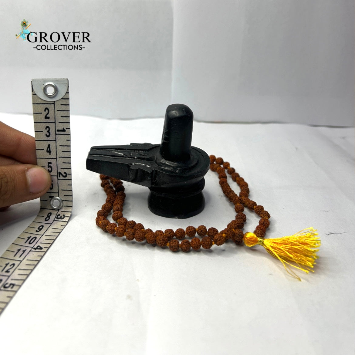 DIVINE BLACK SHIVA LINGAM WITH RUDRAKSHA MALA