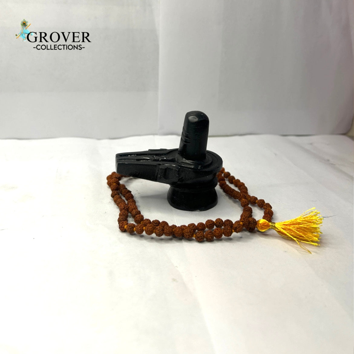 DIVINE BLACK SHIVA LINGAM WITH RUDRAKSHA MALA