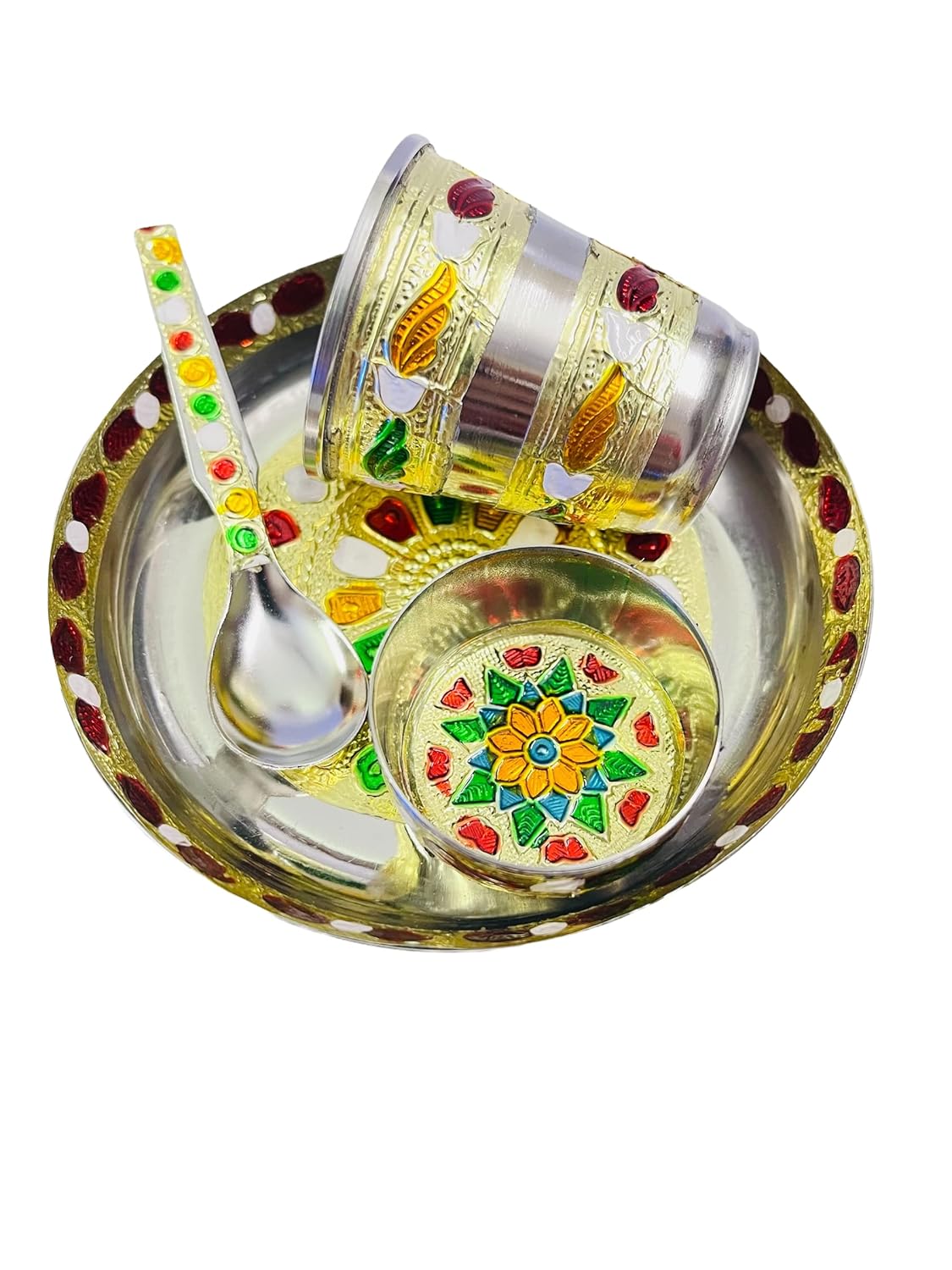 DECORATIVE LADDU GOPAL BARTAN SET - GOLDEN LOOK