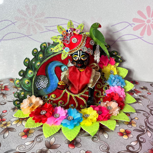 Tota-Mayur Leela – Red Divine Poshak for Thakur Ji