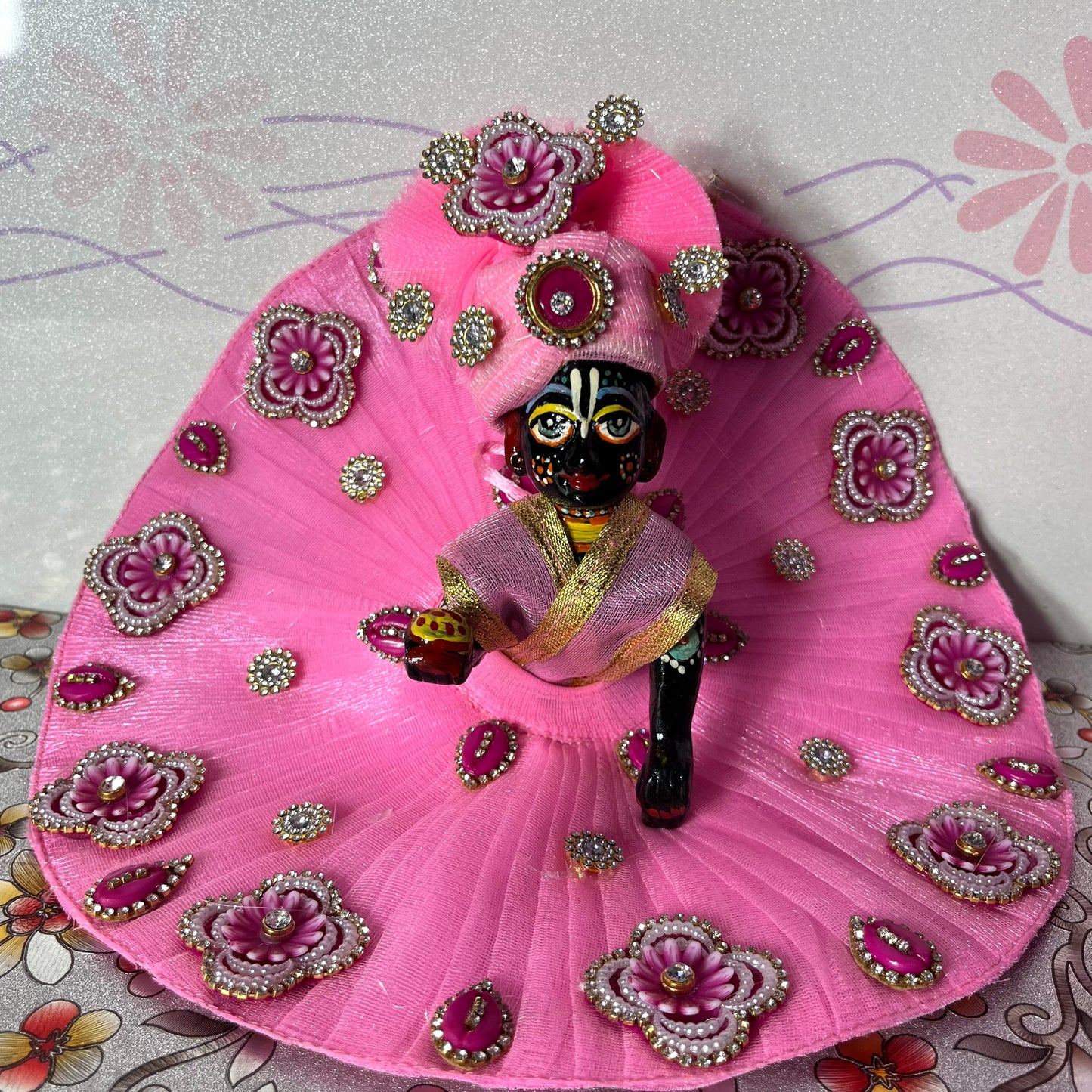Divine Floral Pink Thakur Ji Poshak