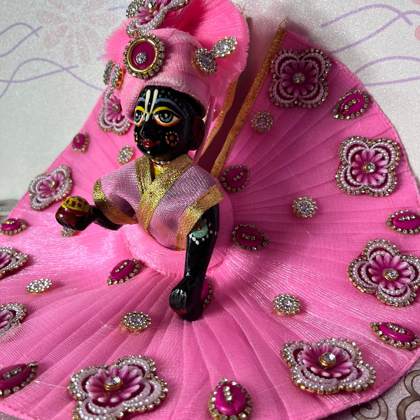 Divine Floral Pink Thakur Ji Poshak