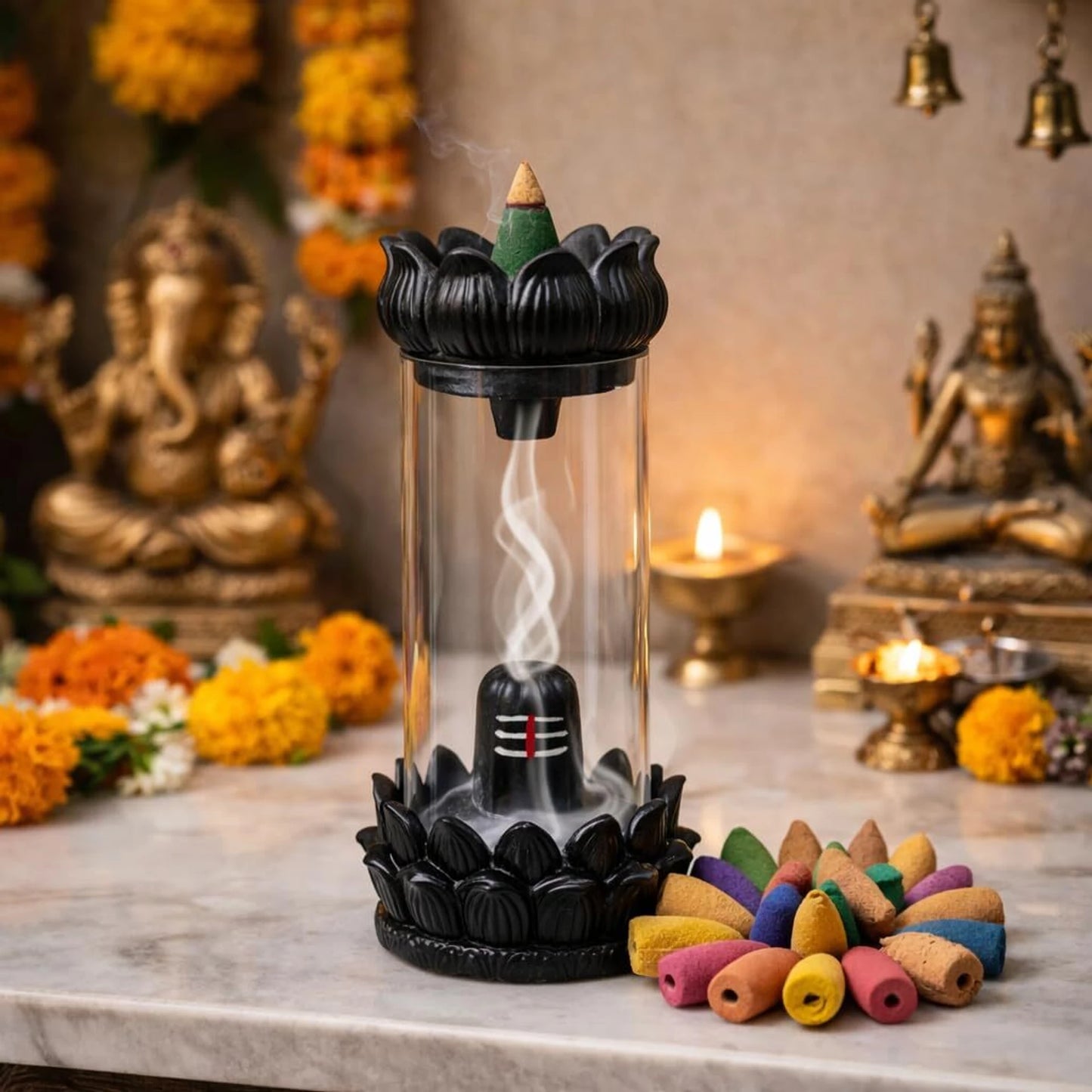 DIVINE SHIVLING FOUNTAIN INCENSE HOLDER