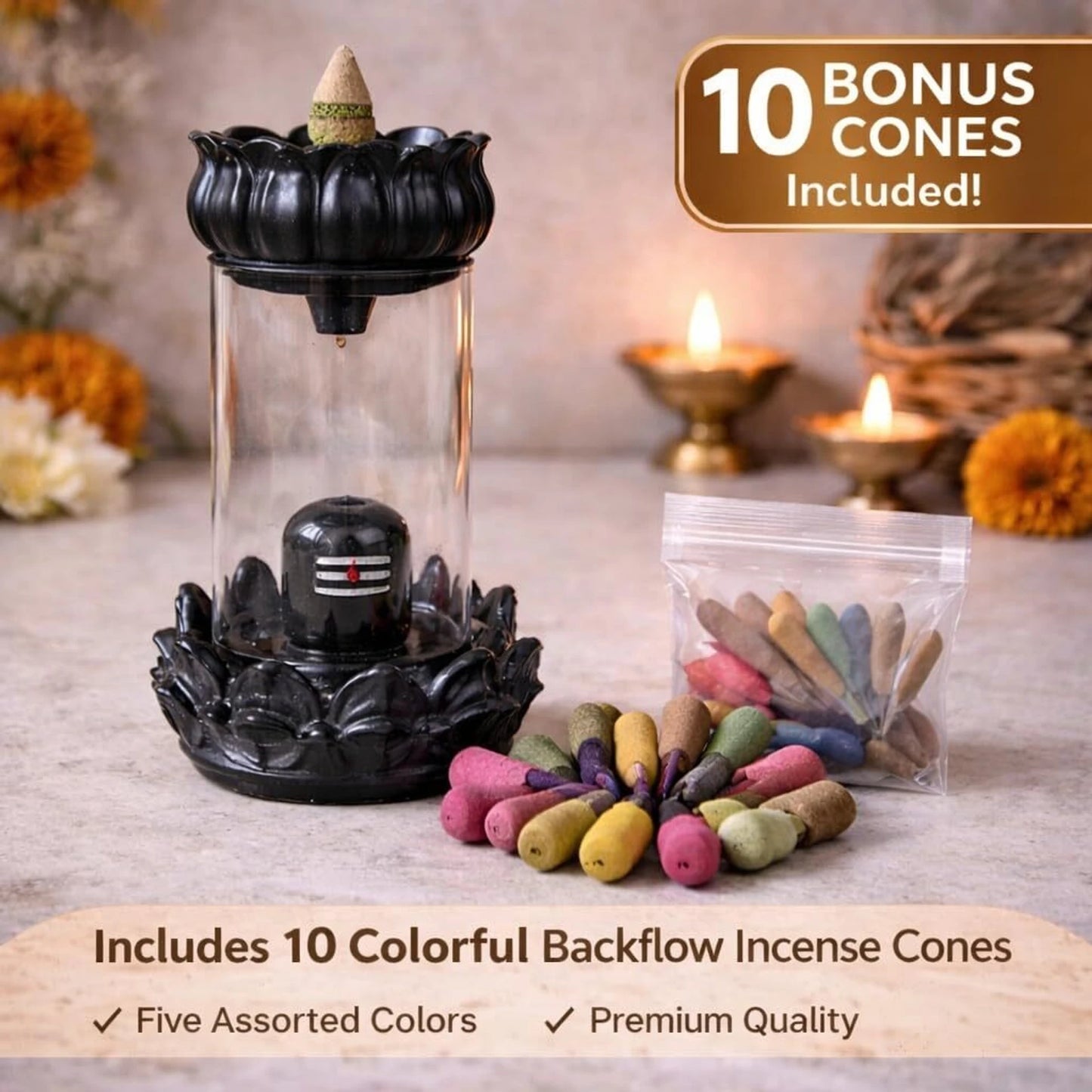DIVINE SHIVLING FOUNTAIN INCENSE HOLDER