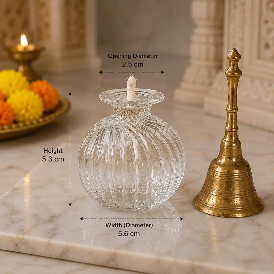 Premium Glass Modak Diya for Ganpati Pooja, Diwali & Festive Décor