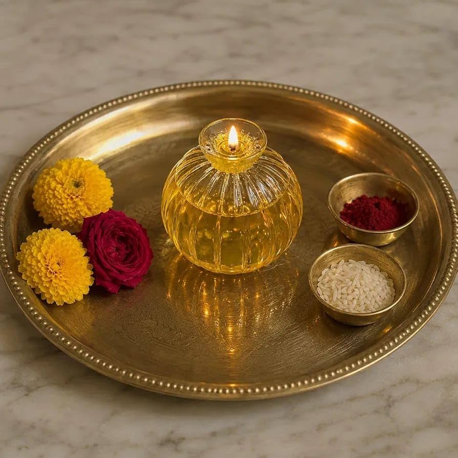 Premium Glass Modak Diya for Ganpati Pooja, Diwali & Festive Décor