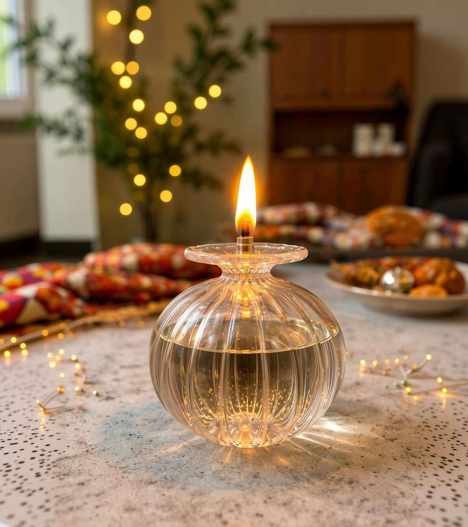 Premium Glass Modak Diya for Ganpati Pooja, Diwali & Festive Décor