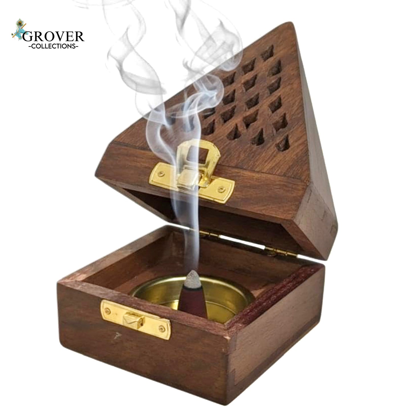 Premium Wooden Dhoop Cone Holder Box