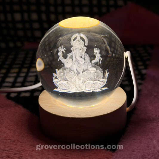 Lord Ganesh 3D Crystal Ball