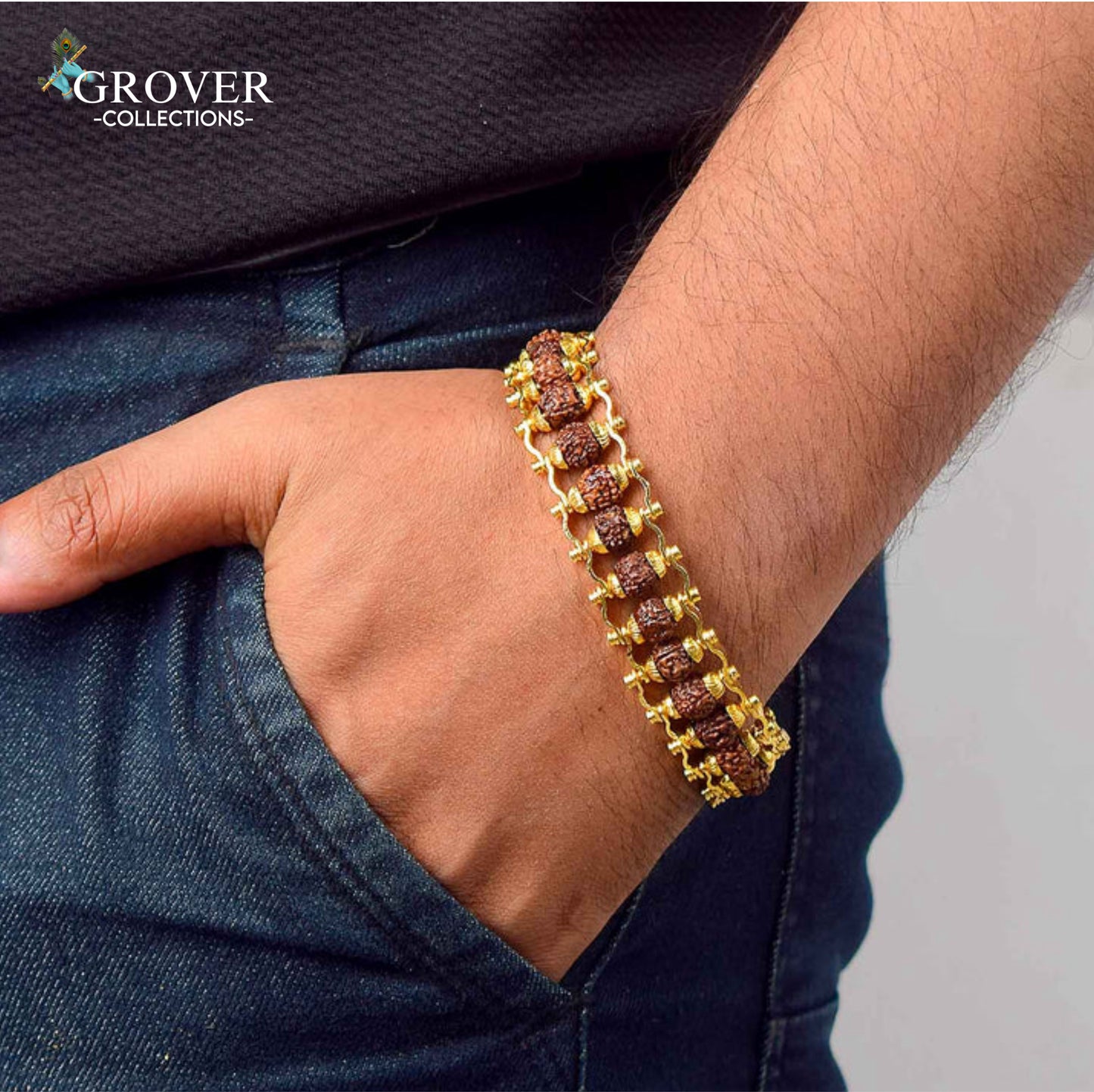 Premium Rudraksha Gold-Finish Bracelet