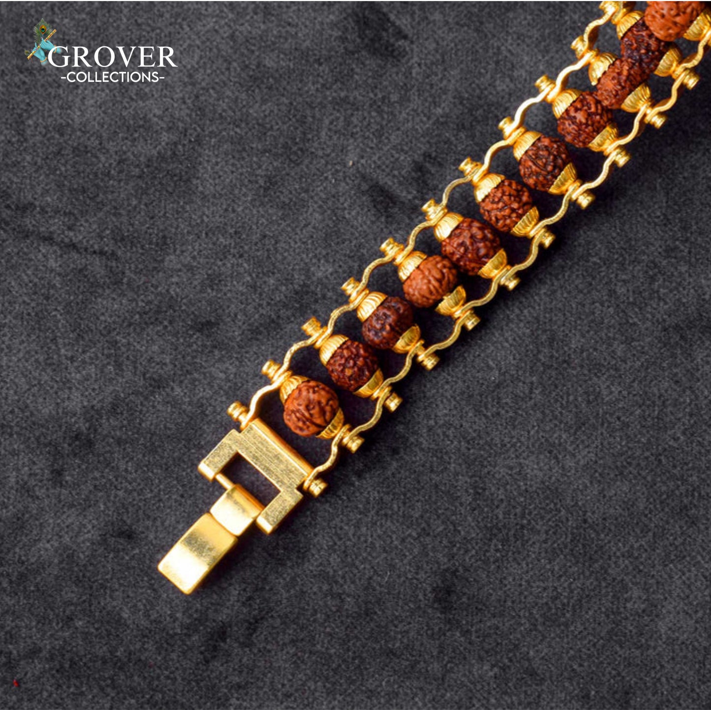 Premium Rudraksha Gold-Finish Bracelet