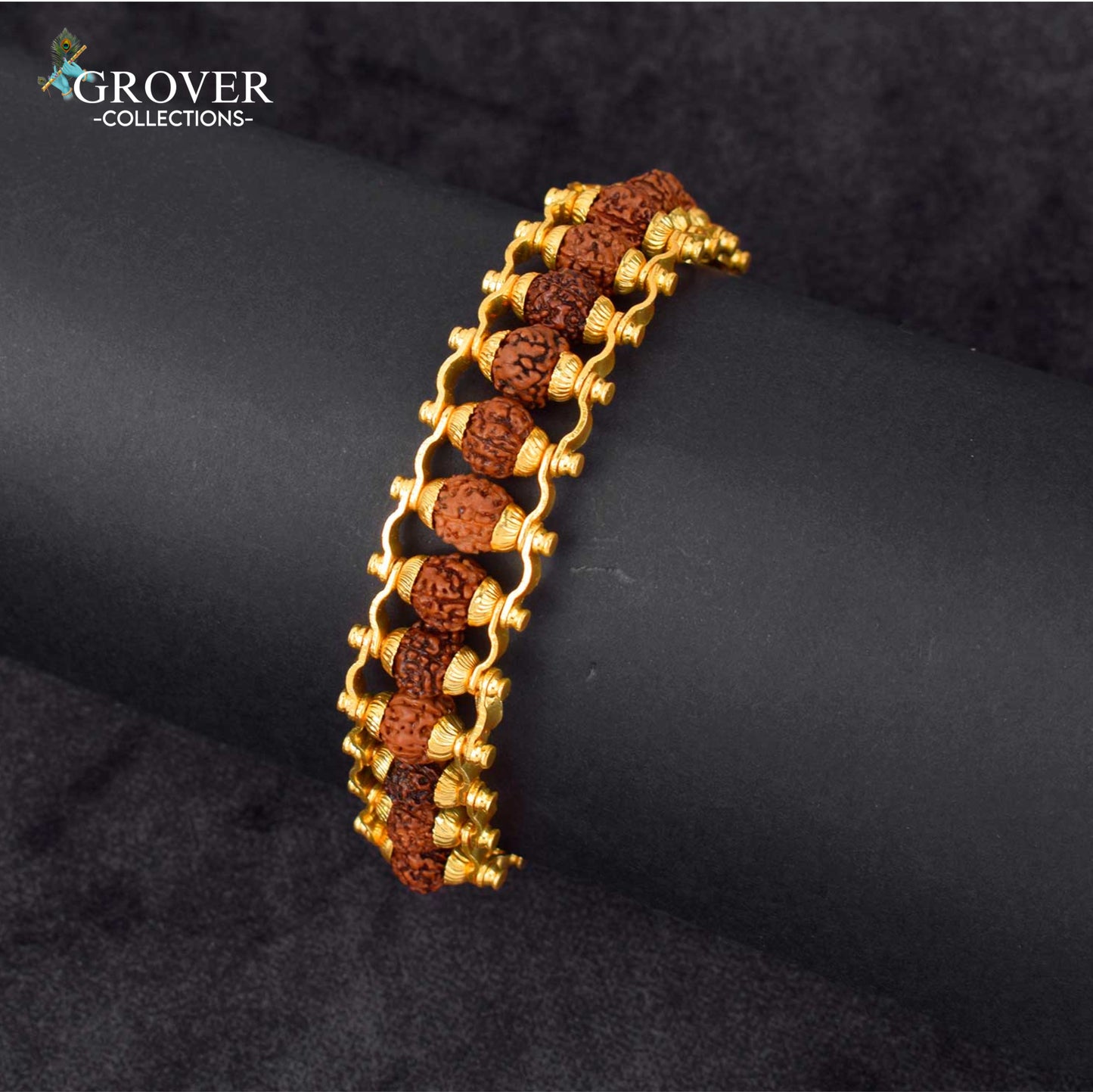 Premium Rudraksha Gold-Finish Bracelet