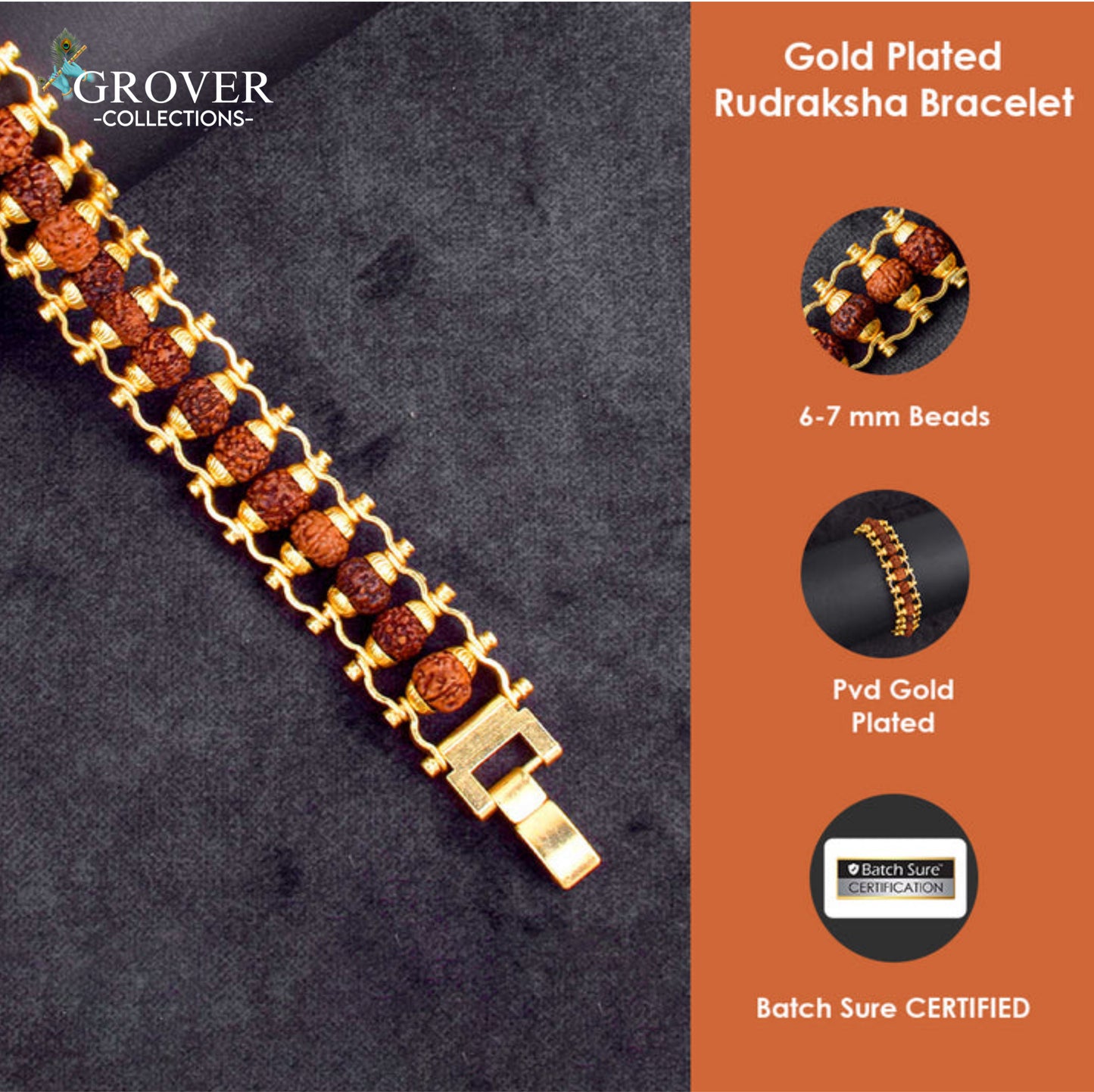 Premium Rudraksha Gold-Finish Bracelet