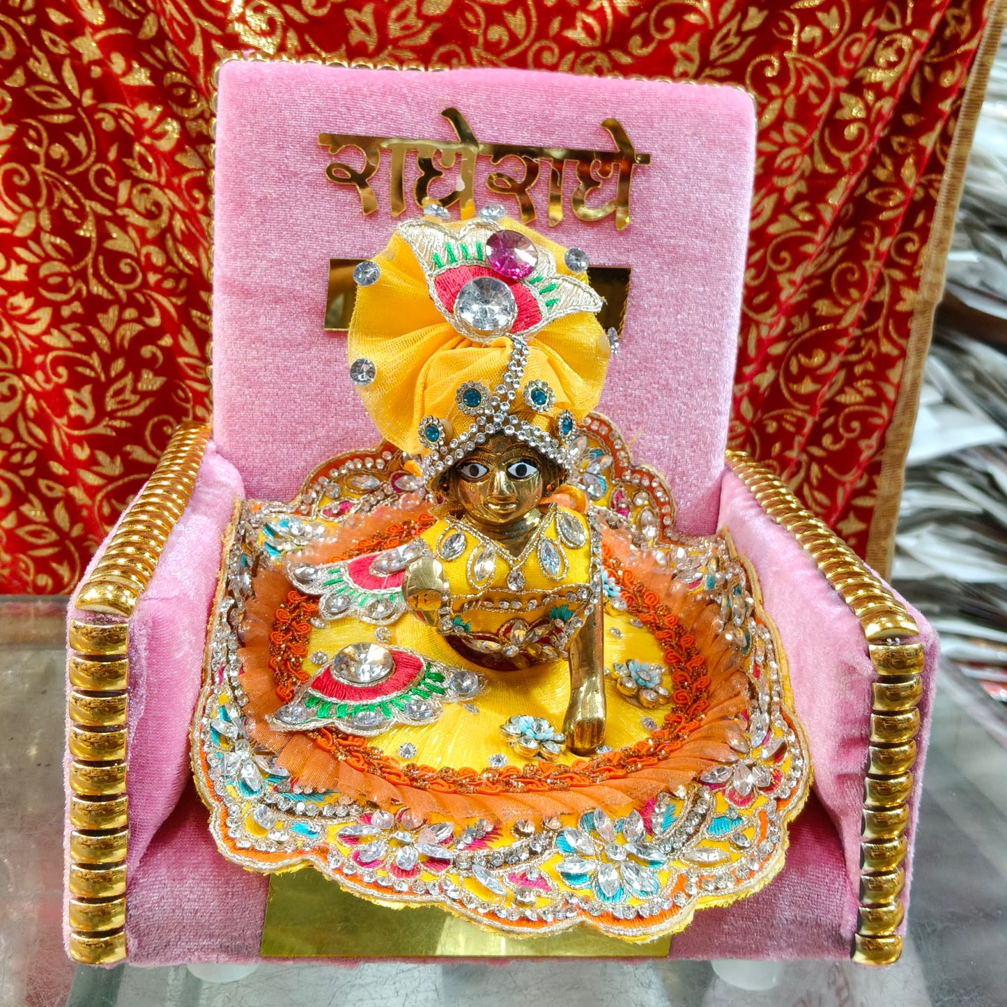 Premium Velvet Laddu Gopal Singhasan for Size 0-6