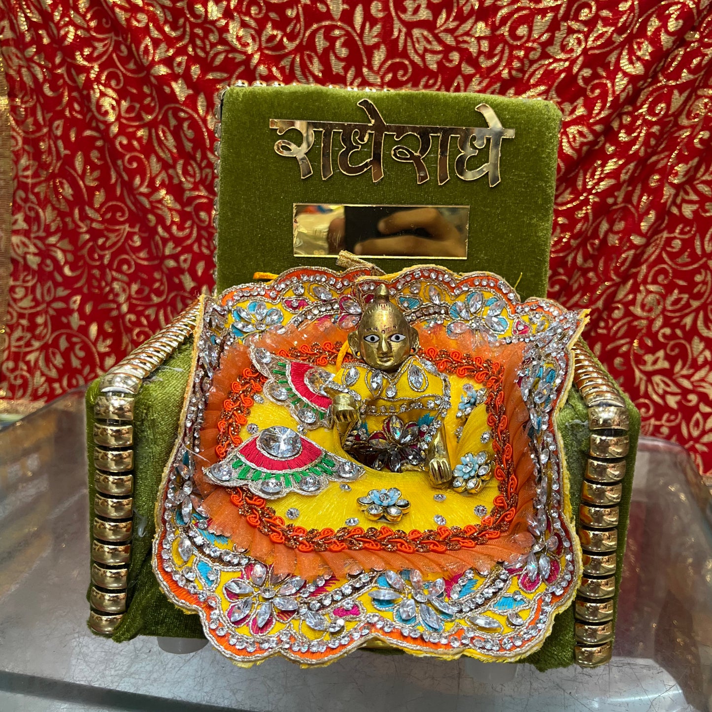 Premium Velvet Laddu Gopal Singhasan for Size 0-4
