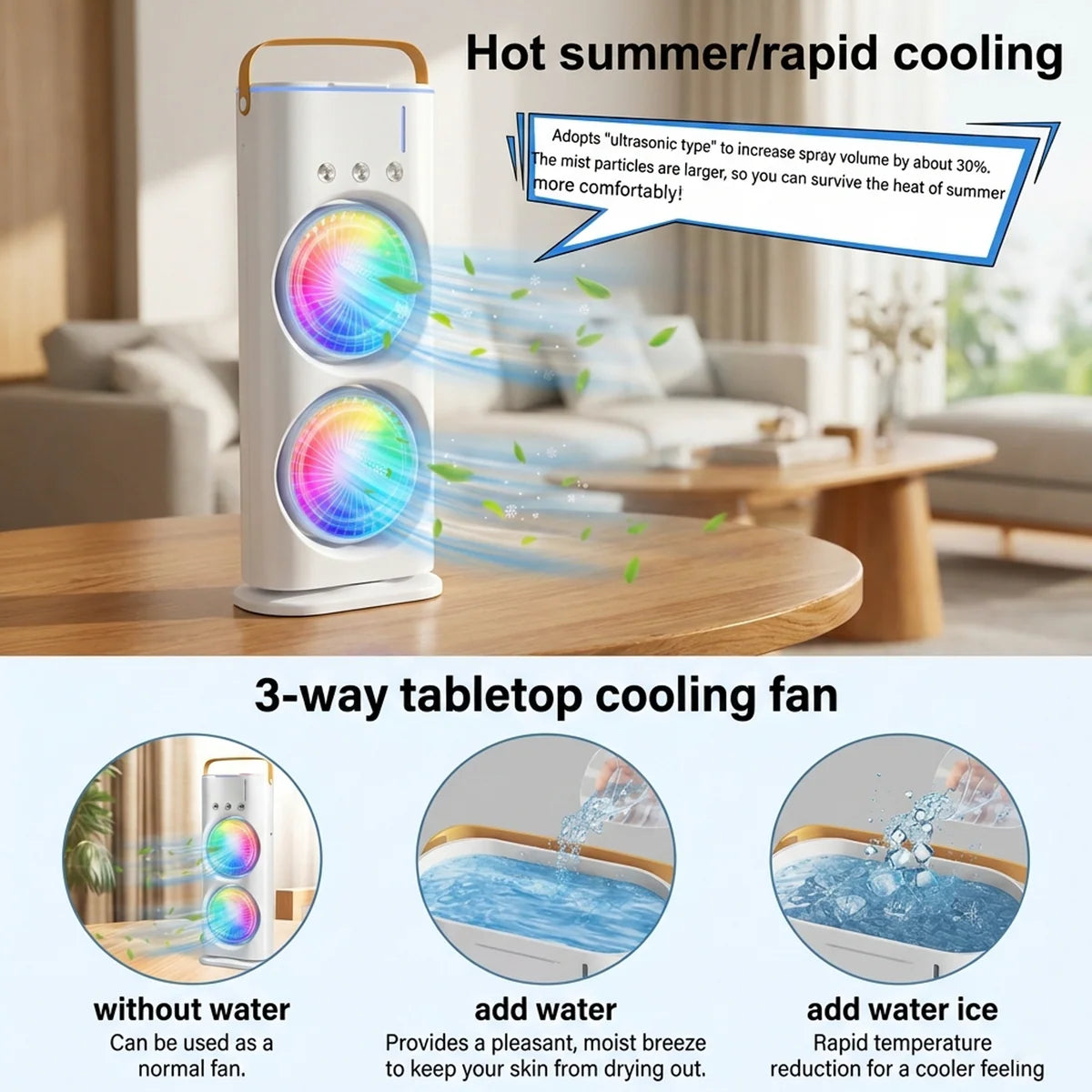 Portable Mini Double Sided Air Cooler And Mist