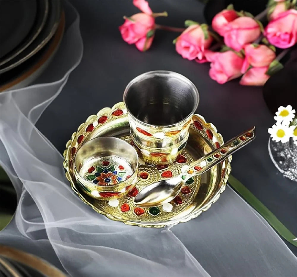DECORATIVE LADDU GOPAL BARTAN SET - GOLDEN LOOK